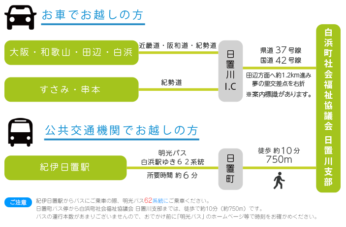 白浜町社会福祉協議会　日置川支部へのアクセス